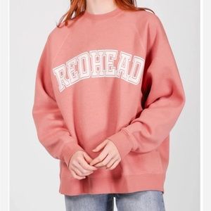 𝅺brunette The Label “Redhead” Not Your Boyfriend Crew, Rose Blush Varsity